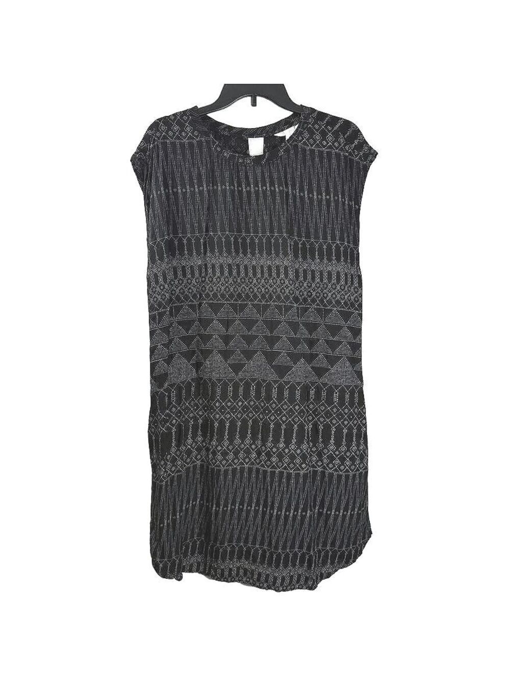H&M Black White Tribal Geometric Shift Dress Viscose NWOT Size 14